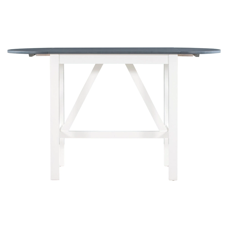 White 3-Piece Wooden Counter Height Dining Table Set with Drop Leaf Table & 2 Chairs