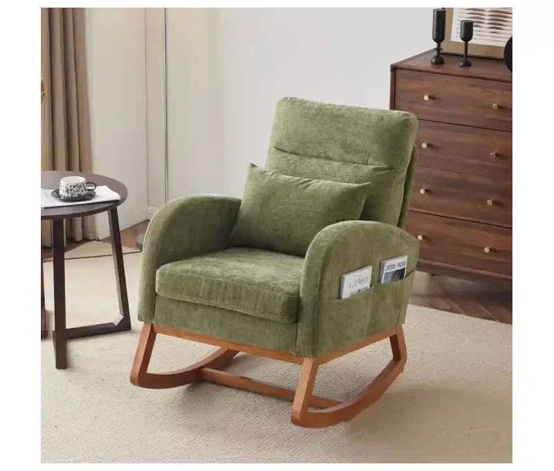 Karl Home Upholstered Green Rocking Chair