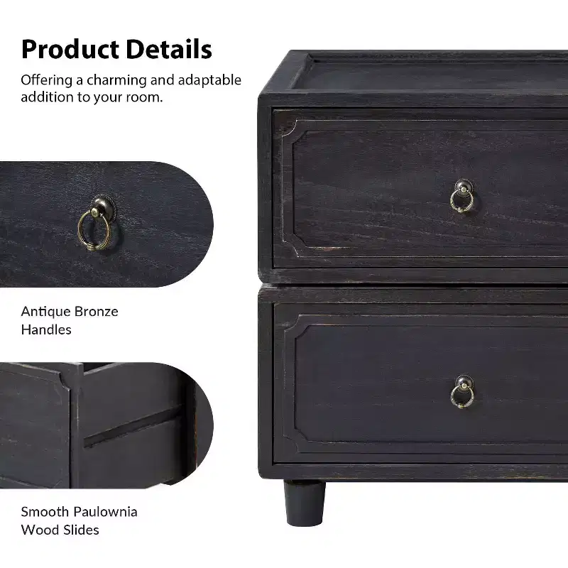 Leo 2 - Drawer End Table With Modular Design| ART OF LIVING DESIGNS-BLACK