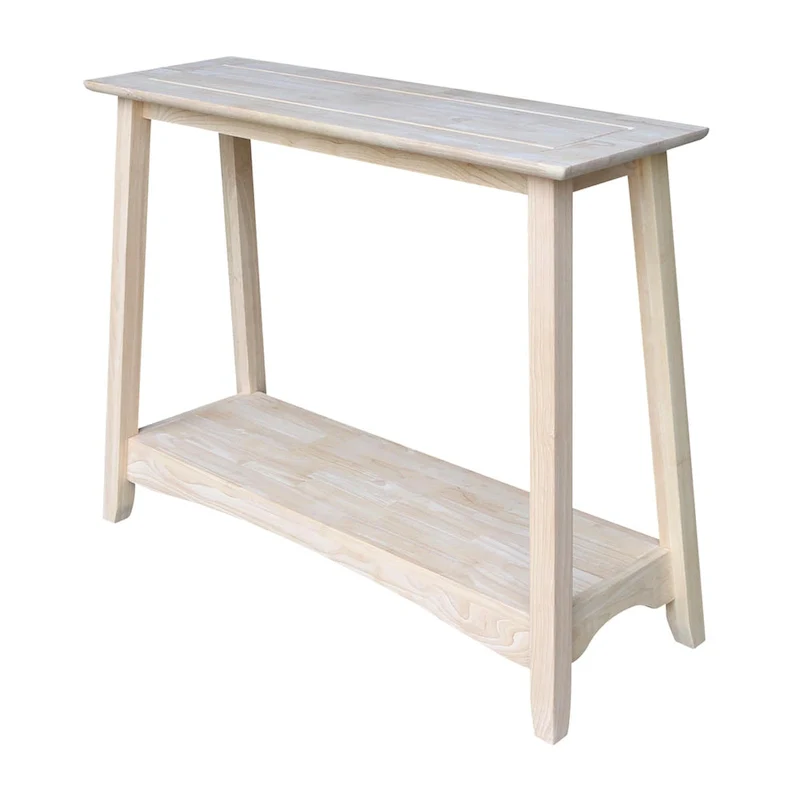 Unfinished Parawood Console Table – Natural, Butcher Block Top