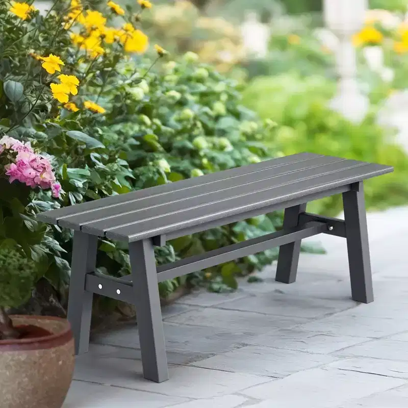 Karl Home | 47 In. HDPE Patio Bench with Metal Legs