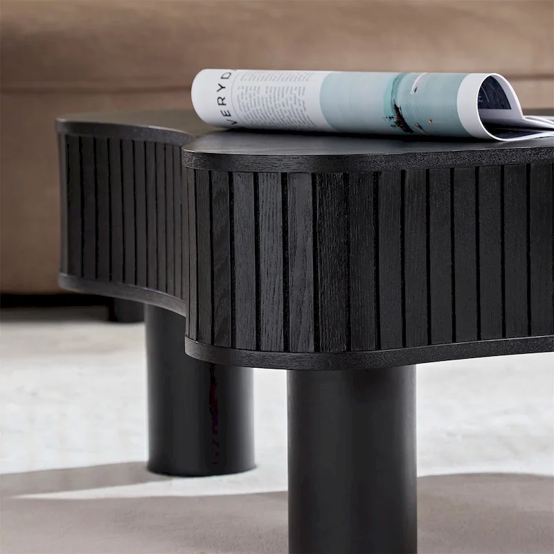 42.52 Inch Modern Wooden Handcraft Drum Coffee Table