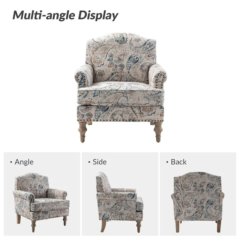 Yahweh Farmhouse Nailhead Armchair with Rolled Arms by HULALA HOME