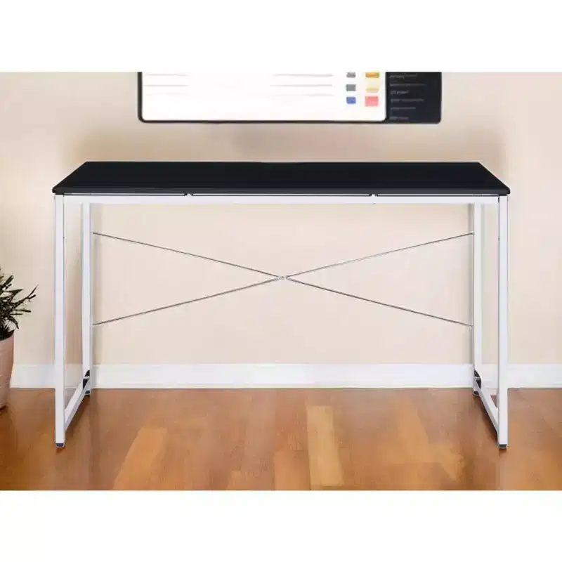 HomeRoots 47 Black and Silver Writing Desk