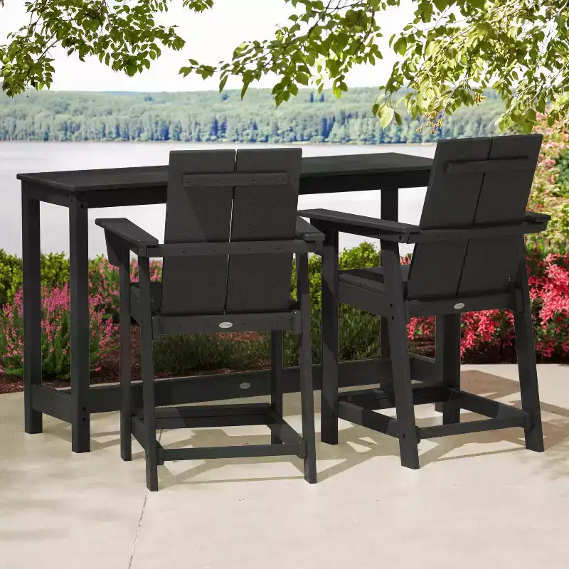 POLYWOOD Moore 3pc Balcony Counter Patio Seating Set Black