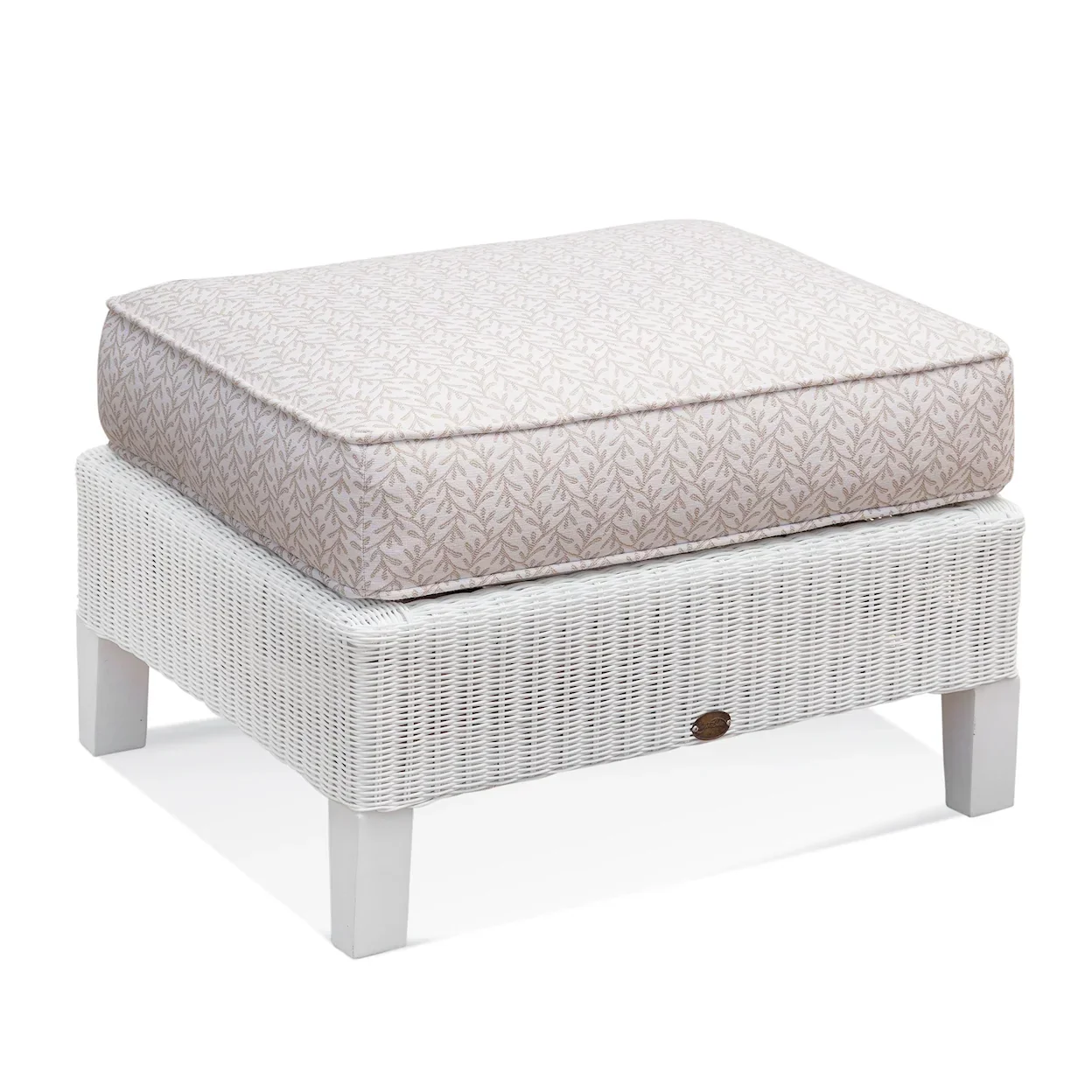 Outdoor Ottoman White PE Rattan Coastal Patio Accent Piece