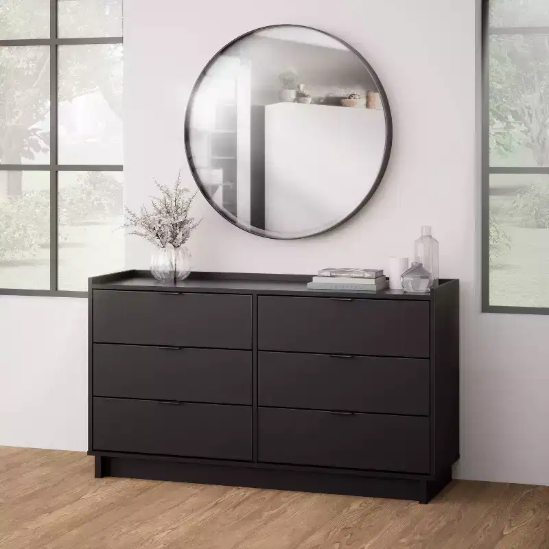 52.5-Inch Wide Modern 6-Drawer Dresser, Spacious Chest of Drawers for Bedroom