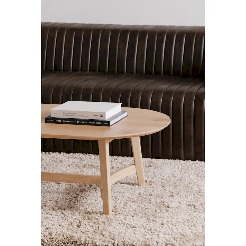 Tyier Mid-Century Modern Solid Oak Coffee Table - 54 W x 17 H x 28 D