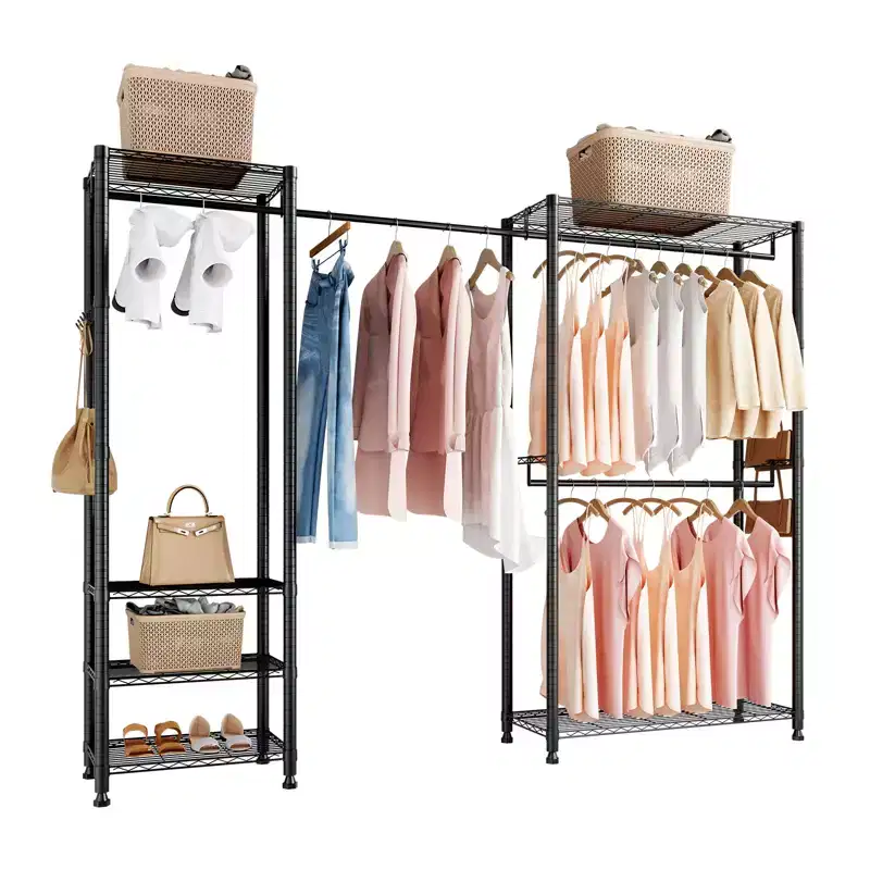 VEVOR Clothing Garment Rack, Heavy Duty Clothes Rack, Freestanding Clothes Racks with Steel Frame, 800 lbs Load Capacity with Storage Shelves,Black