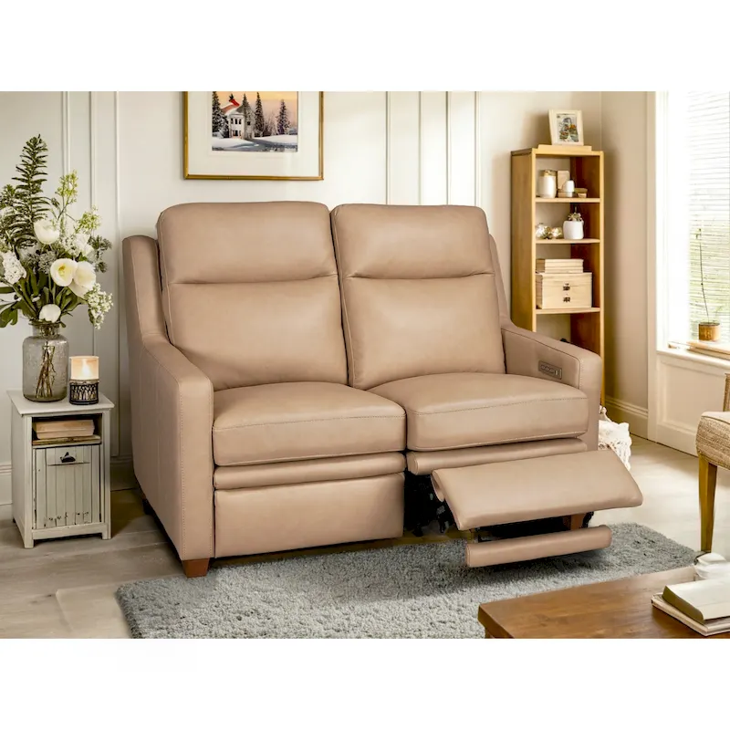 Genuine Leather Recliner Sofa 56 Triple-Motor Power Zero-Wall Reclining Loveseat with USB&USB-C Port