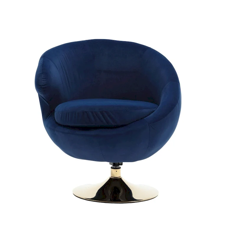 Velvet 360 Degree Swivel Left Cuddle Barrel Accent Chairs