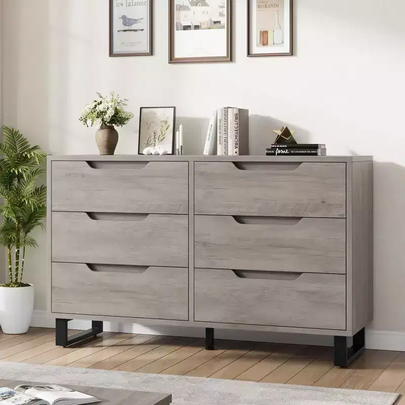 Dresser, Freestanding Horizontal Drawer with Storage, Wooden Closet Chest Storage