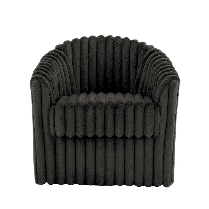 Faux Rabbit Fur Accent Chair 360-degree Swivel Barrel Chairs Set of 2