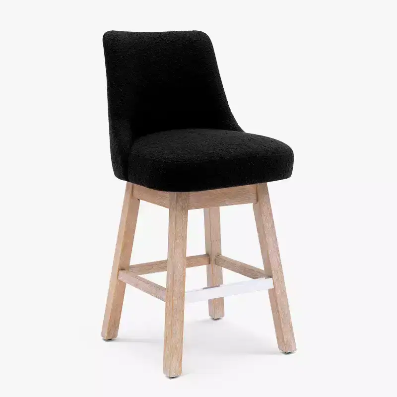 WestinTrends 26 Upholstered Swivel Counter Height Bar Stool, Black