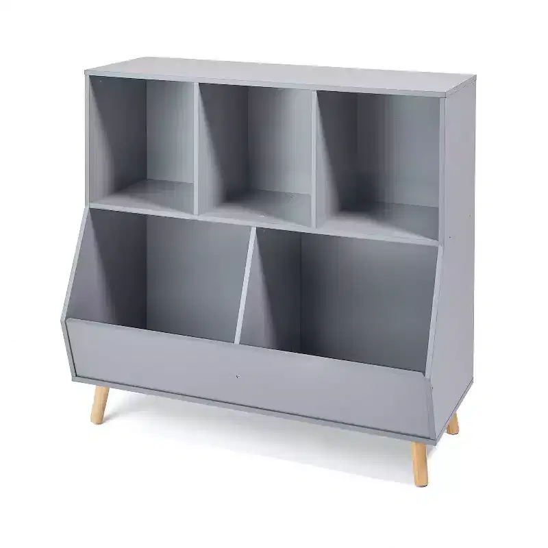 Badger Basket 5 Bin Storage Cubby with Feet Gray