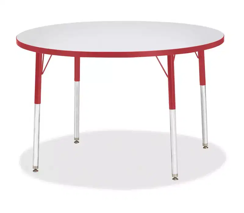 Jonti-Craft Berries Adult Gray Laminate Round Table 42 x 42 in Red