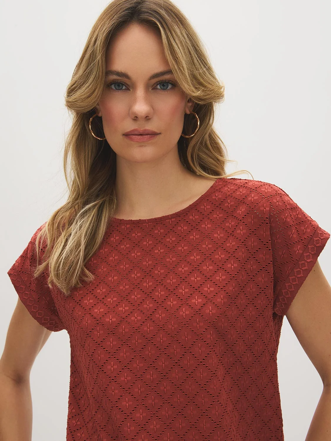 Eyelet Dolman Sleeve Tee