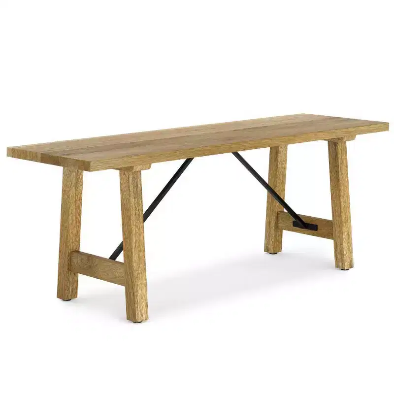 WyndenHall 47" Jake Solid Wood Indsutrial Bench Natural