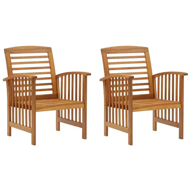 vidaXL Patio Chairs 2 Pcs Patio Dining Chair with Armrest Solid Wood Acacia - 2