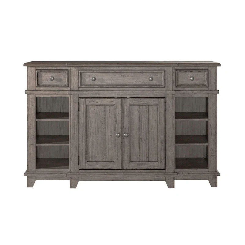 Breakfront Server in Distressed White or Grey