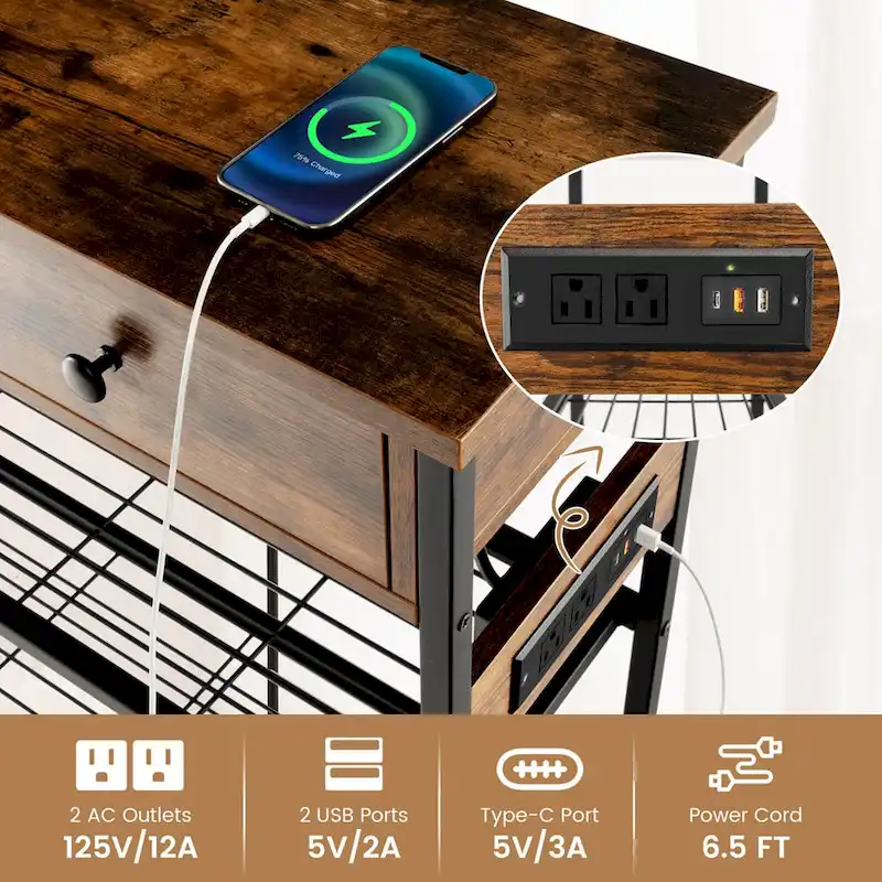 Costway Entryway Table with Charging Station Narrow Console Table with - See Details