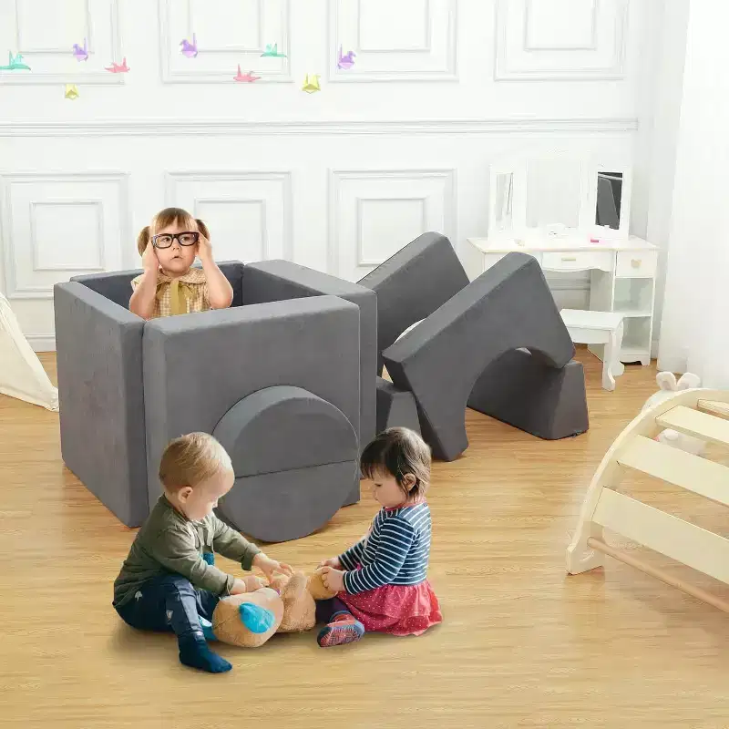 GustoWave 8PCS Toddler Couch Modular Kids Play Couch Sofa, Kids Convertible Sofa with Removable Cover