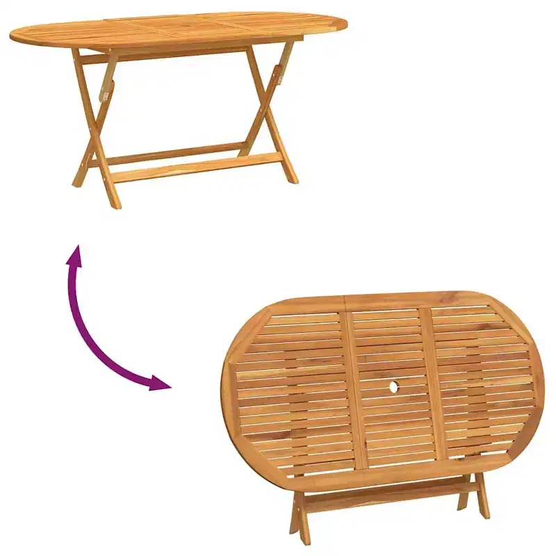 vidaXL Garden Table Wood Brown Solid eucalyptus wood Medium Foldable - 63 x 33.5 x 29.5 Brown