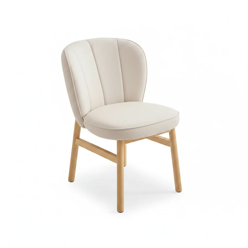 Armless Upholstered Dining Chair with Ash Wood Legs for Kitchen and Dining Room