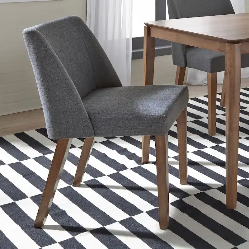 Space Savers Dining Chairs Set Walnut and Linen Upholstery 2 Piece - Various Colors