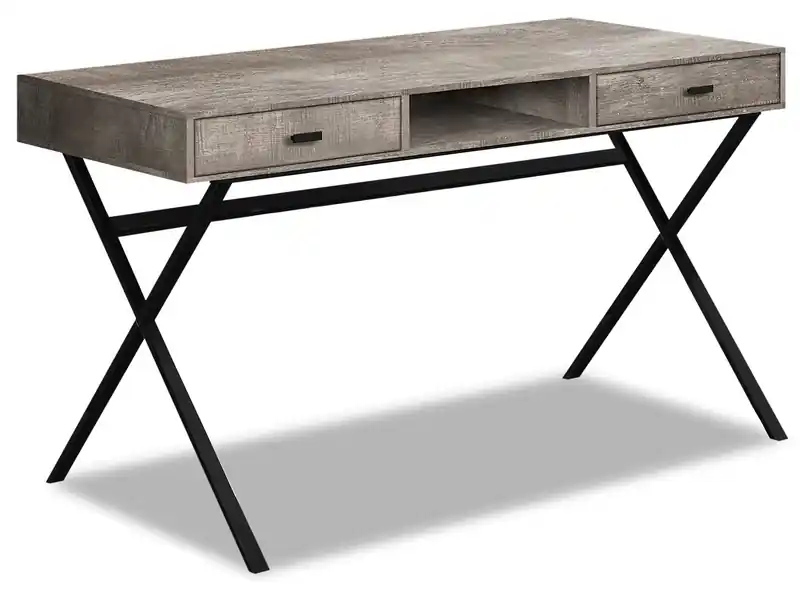 47.25 Reclaimed Wood-Look Office Desk with 2-Drawers