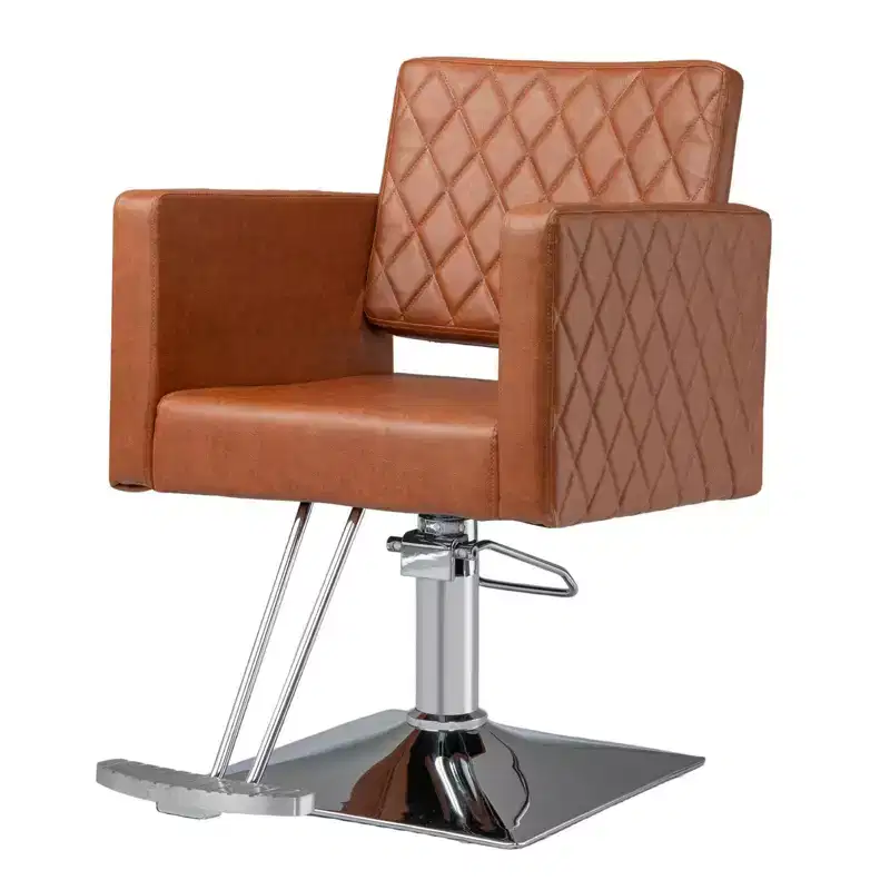 Heavy Duty Hydraulic Wide Seat Hair Stylist Salon Chair Brown
