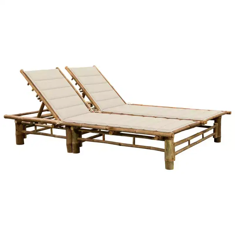 vidaXL Sun Lounger Natural bamboo, (cushions)