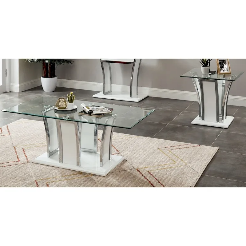 del Rio Modern Glass Top 2-Piece Accent Table Set by