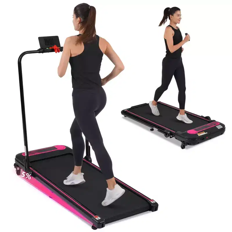 Okak Under Desk Treadmill with Incline and Adjustable Speed, 300LBS Capacity Treadmill with 2.5HP, Treadmills for Home, Office, Pink+Black