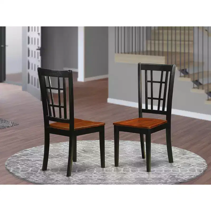 HomeStock Nicoli Dining Chair Set Of 2 Buttermilk Brown Linen Fabric Seat