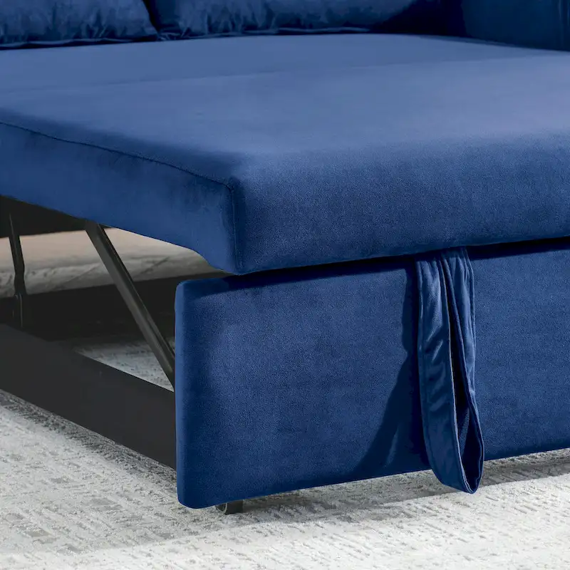 Modern Convertible Velvet Loveseat Sofa Sleeper Sofa Bed with 2 Pillows