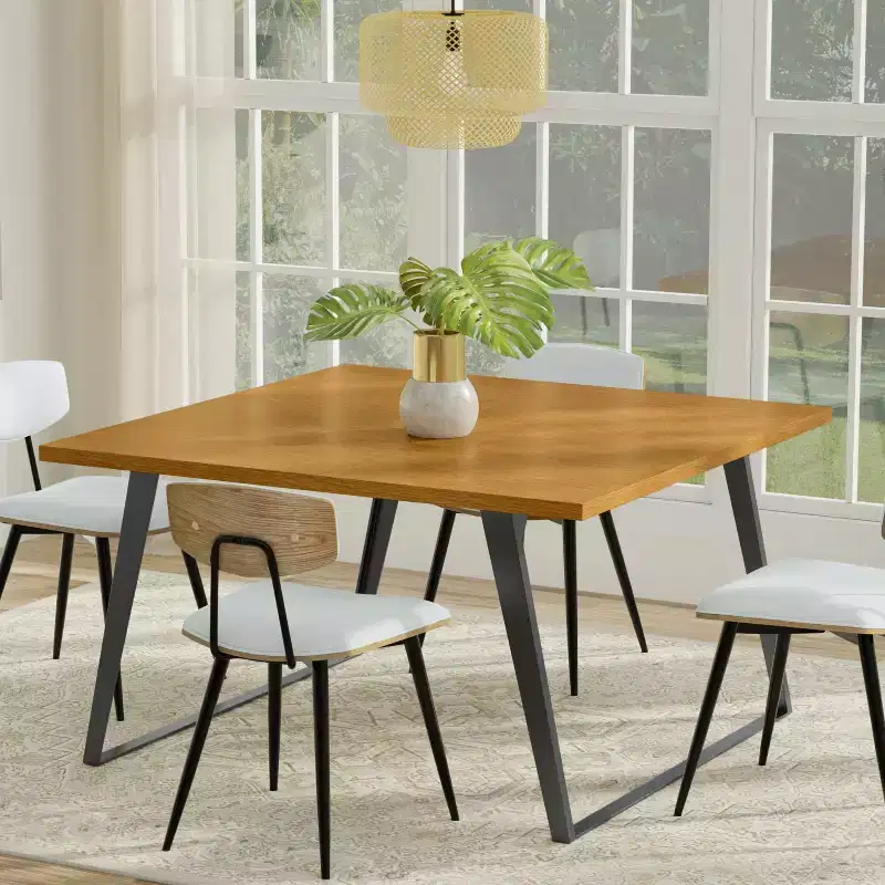 Mitchell 54 inch x 54 inch Square Modern Industrial Square Dining Table
