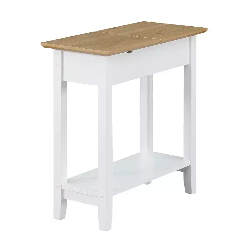 HomeStock Belmont Flip Top End Table with Built-In Charging Station, USB Ports, Power Outlets and Hidden Storage for Living Room Essentials