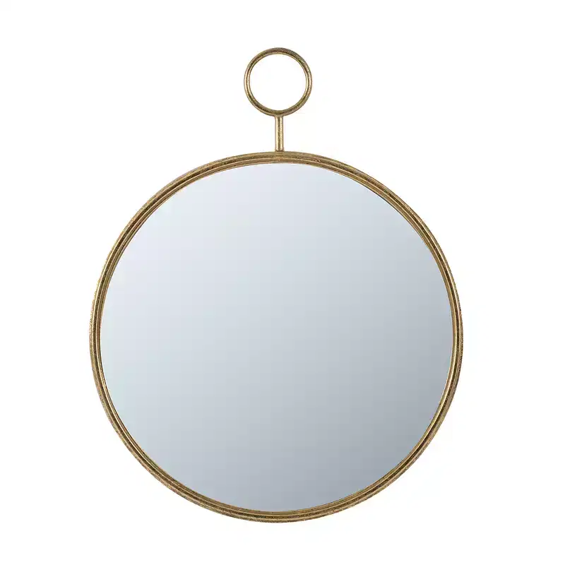 22 x 28 Inch Round Wall Mirror with Gold Iron Frame