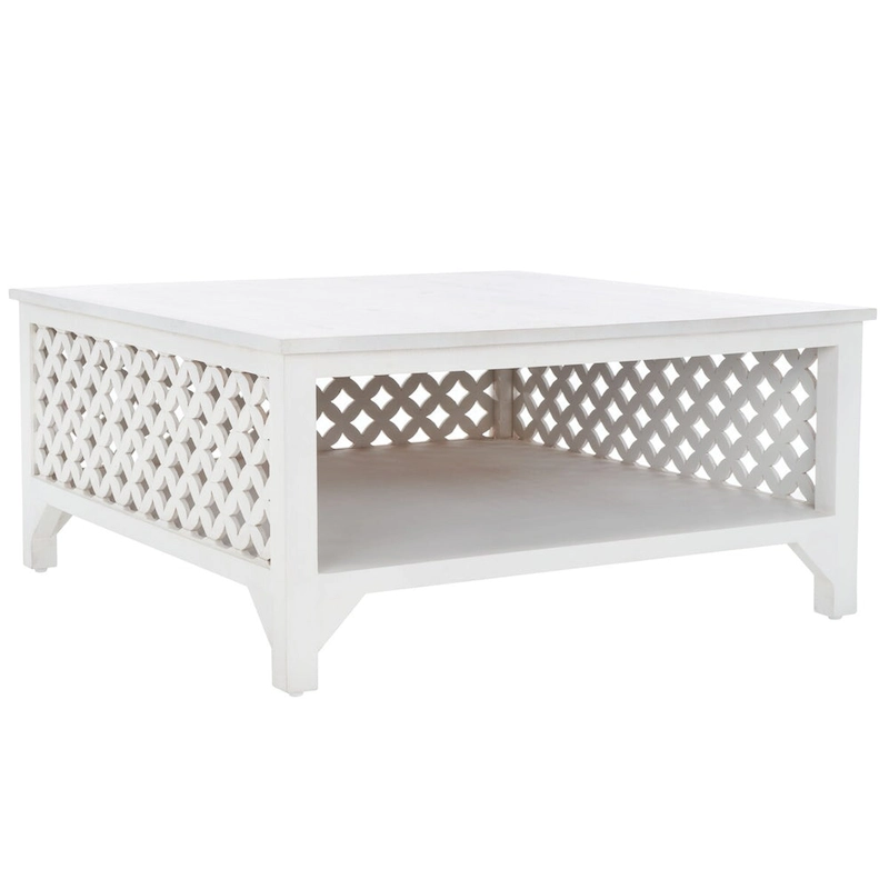 SAFAVIEH Bernardina Square Single Shelf Coffee Table - 34 L x 34 D x 16 H - 34Wx34Dx16H