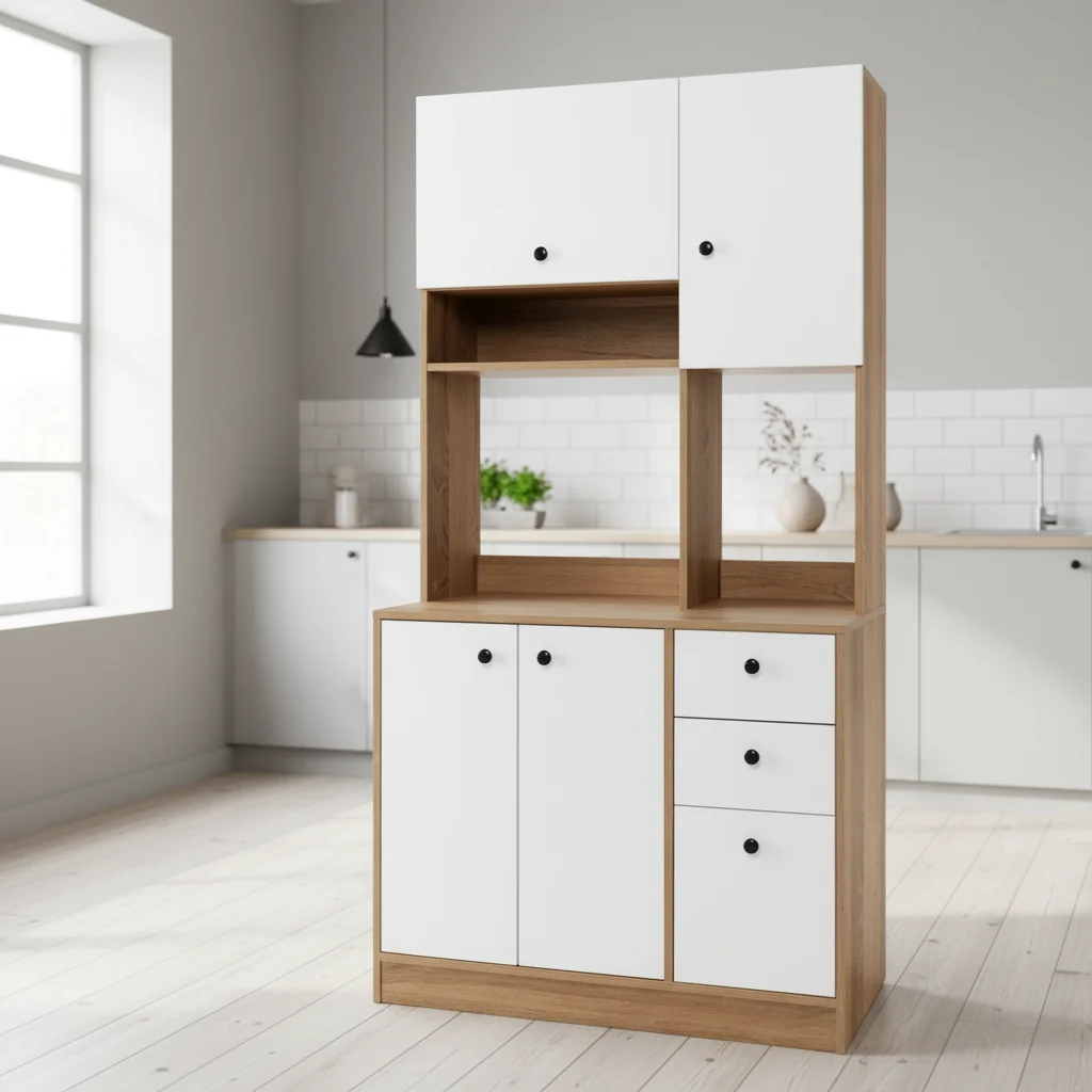 71 Inch Kitchen Pantry with 3 Storage Cabinet and 3 Deep Drawers