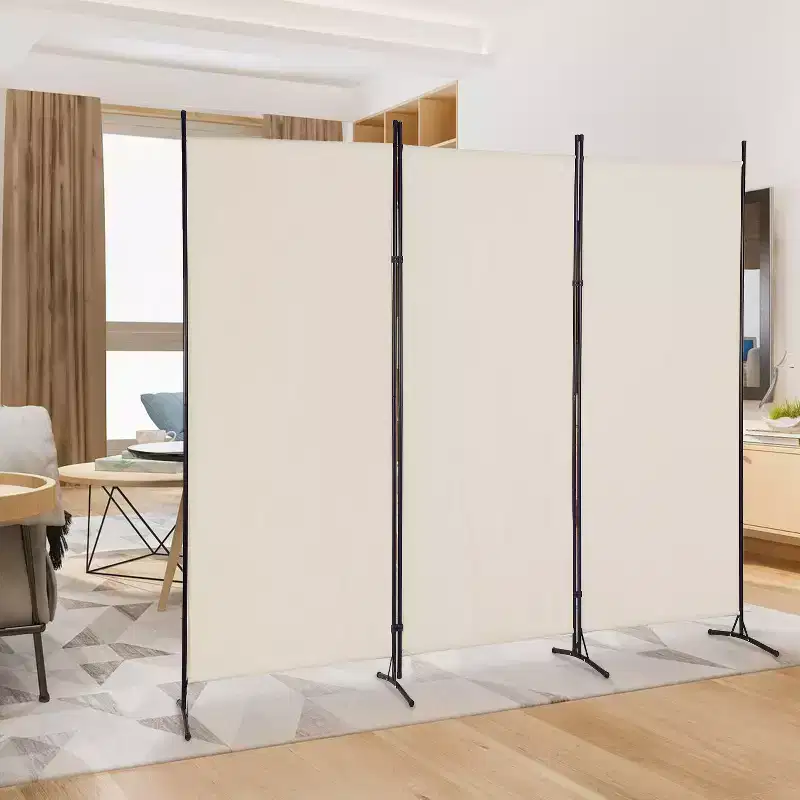 Versatile 3-Panel Room Divider Folding Privacy Screen with Metal Frame Space Separator Background Wall Freestanding Room Dividers