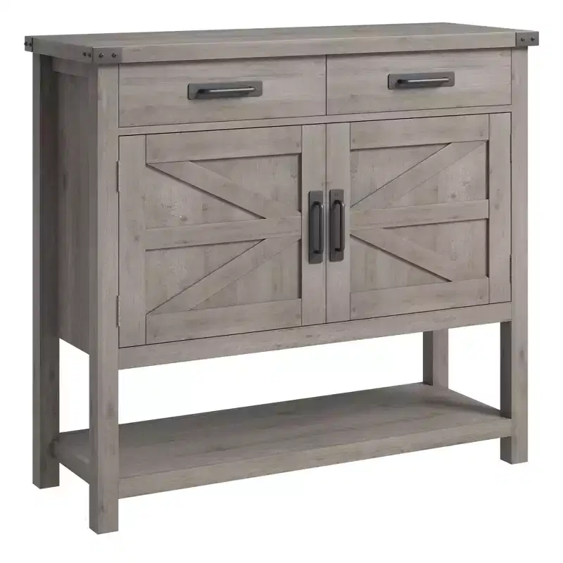 Farmhouse Entryway Table  2-Door Cabinet & 2-Drawer Storage Console for Kitchen/Hallway/Living Room