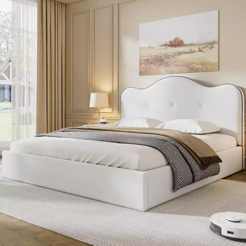 Christopher Knight Home Jackson Velvet Upholstered Platform Bed With Wavy Headboard