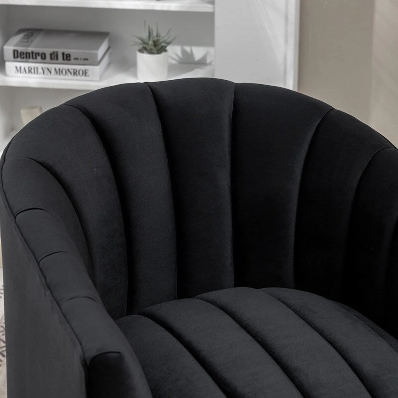 SEYNAR Modern Glam Velvet Upholstered Round 360 Degree Swivel Accent Barrel Chair Set of 2