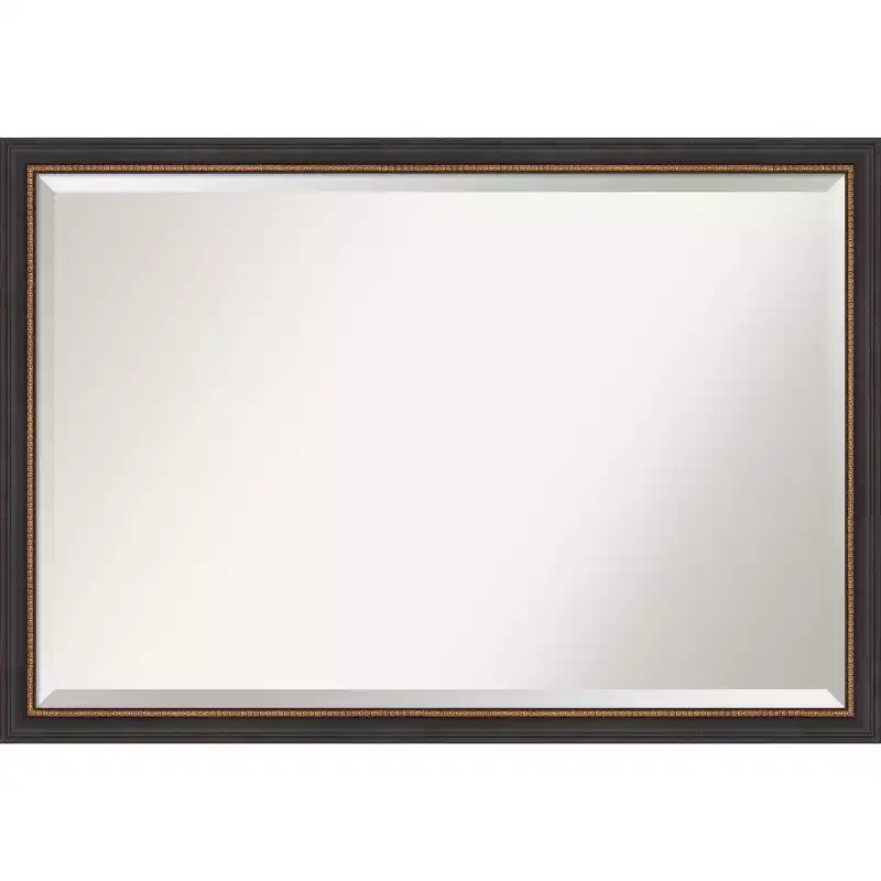 39 x 27 Beveled Ashton Black Wood Wall Mirror - Amanti Art: Modern Rectangular, No Assembly Required