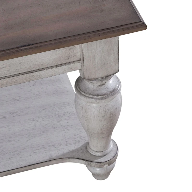 Ocean Isle Antique White & Weathered Pine Rectangular Cocktail Table
