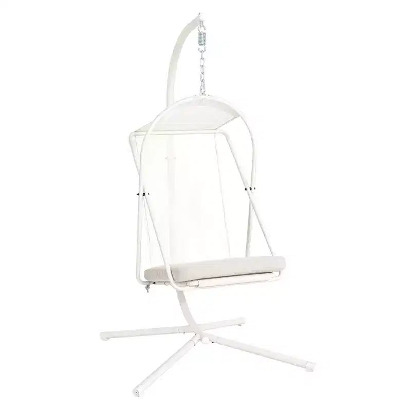 GDFStudio Aleksei Modern Metal Patio Hanging Egg Chair with Water and UV Resistant Cushion