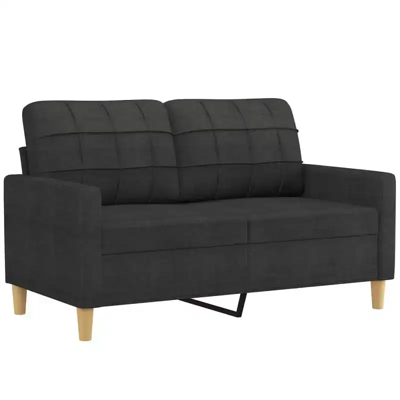 vidaXL Modern Sofa Set - Black Fabric Upholstered 2 and 3 Seater Sofas with Cushions - Enhanced Comfort, Living Room Lounging and Seating Furniture