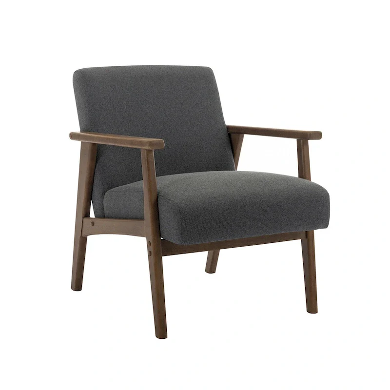 Fabric Accent Armchair with Rubberwood Legs – Plush Cushions, 330 lb Capacity